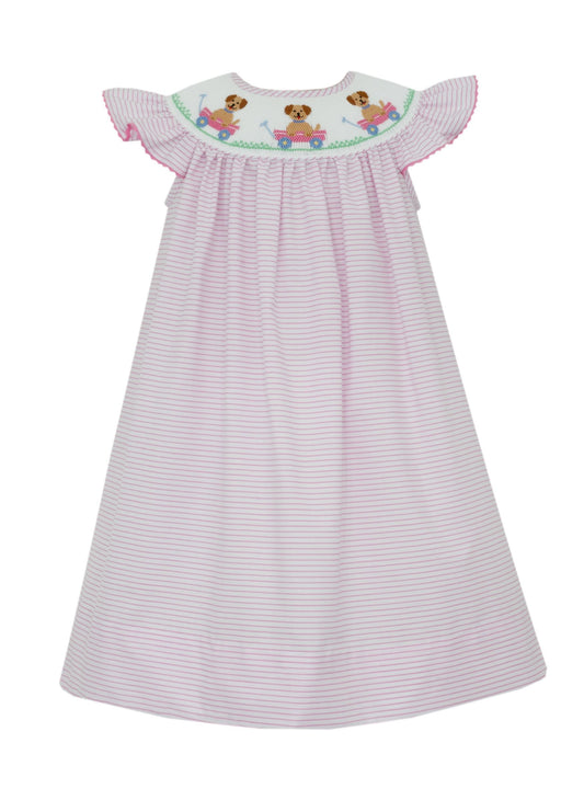 Puppies Girl's Pink Stripe Bishop Dress