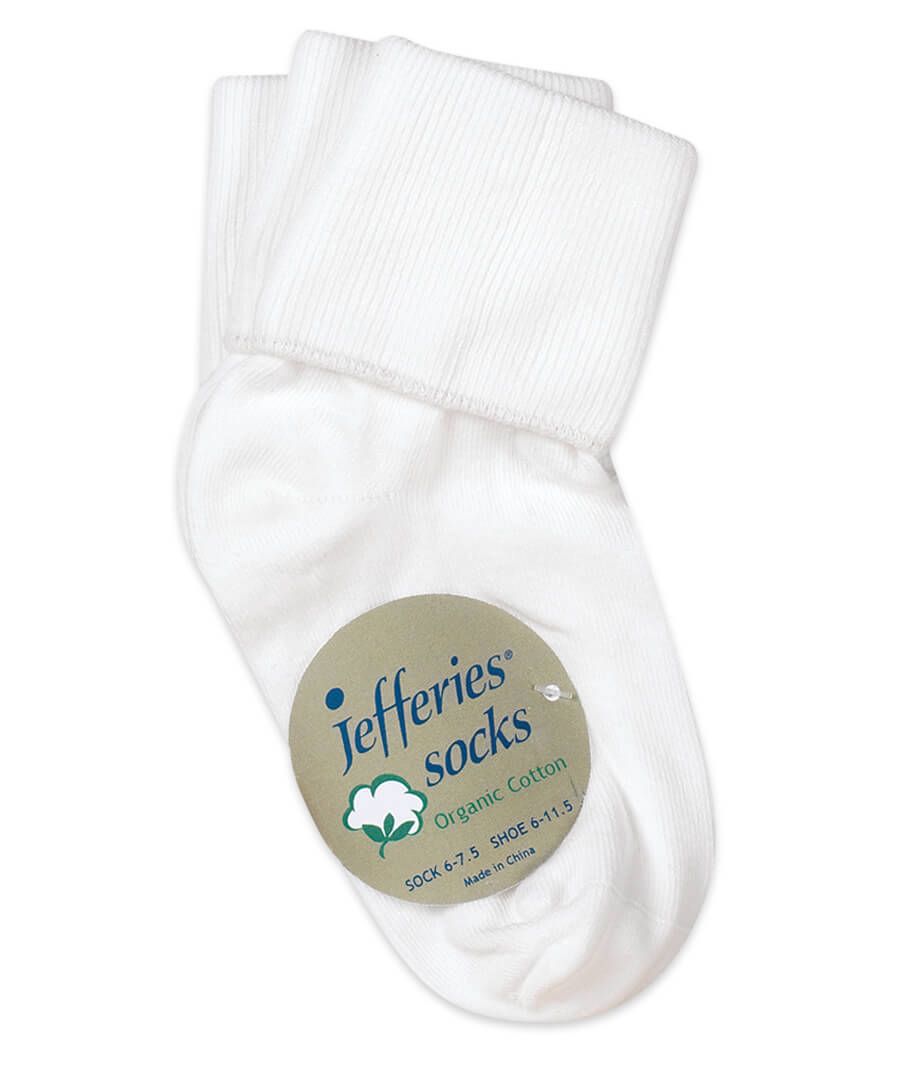 Smooth Toe Cotton Turn Cuff Socks
