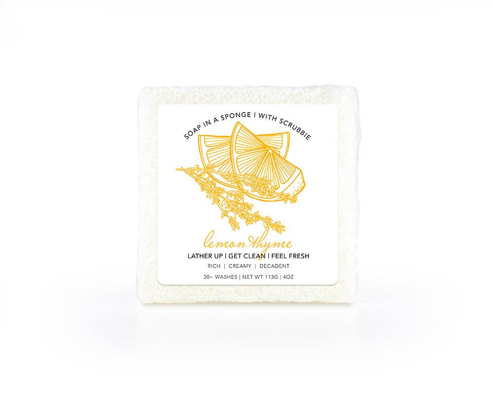 Caren Soap Sponge | Lemon Thyme | Square with Scrubbie