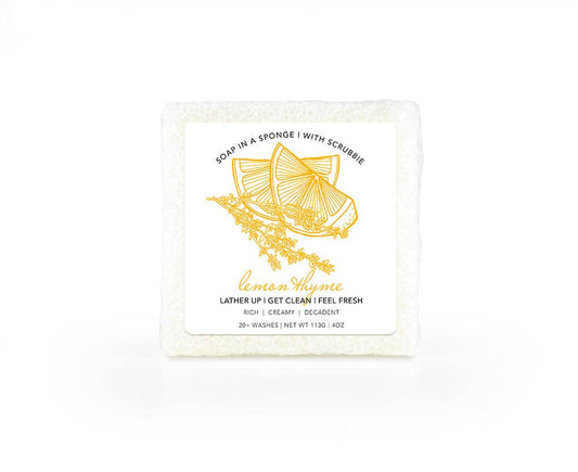 Caren Soap Sponge | Lemon Thyme | Square with Scrubbie
