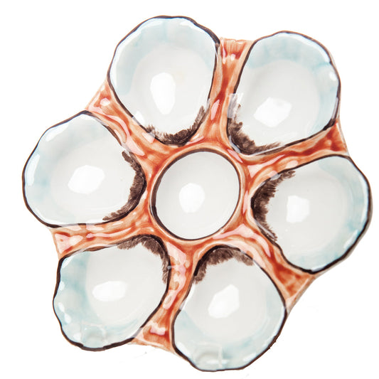 Oyster Plate, Ceramic Round, Salmon