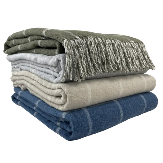 Double Face Cotton Window Pane Throw w/ Fringe