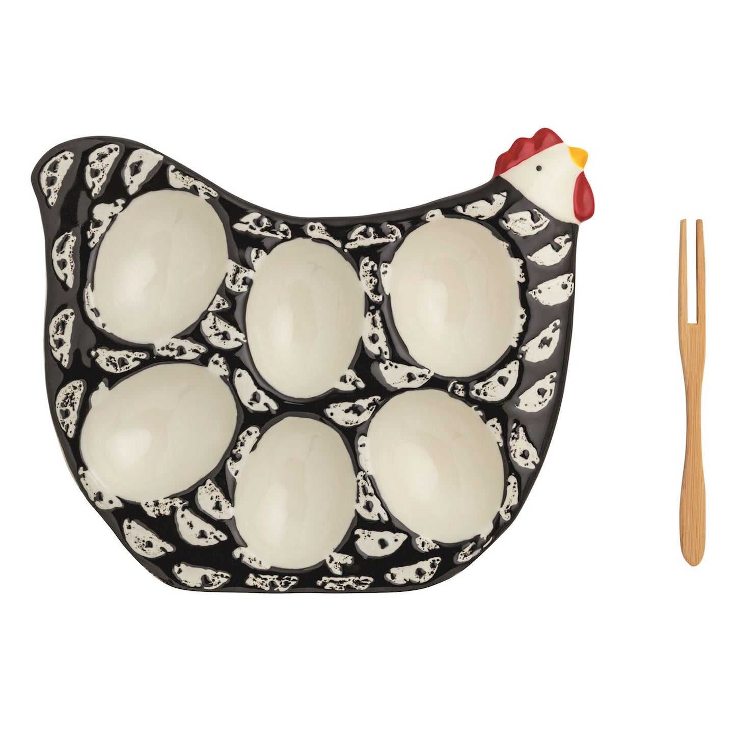 Black Rooster Mini Deviled Egg Tray Set