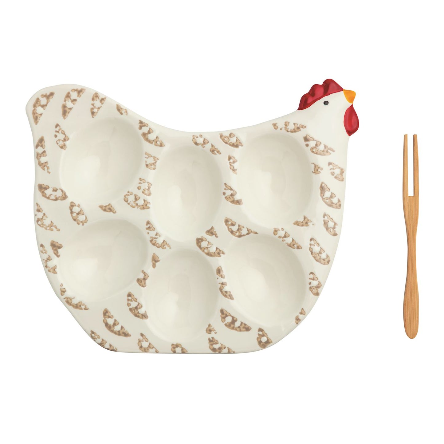 Cream Rooster Mini Deviled Egg Tray Set
