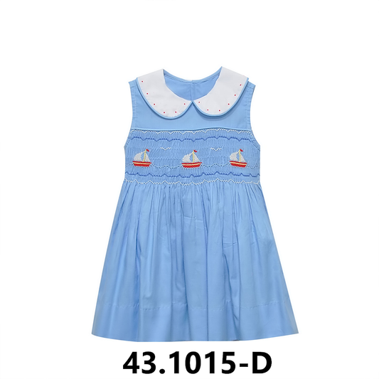 Blue Juliette Dress - Smocked At Sea