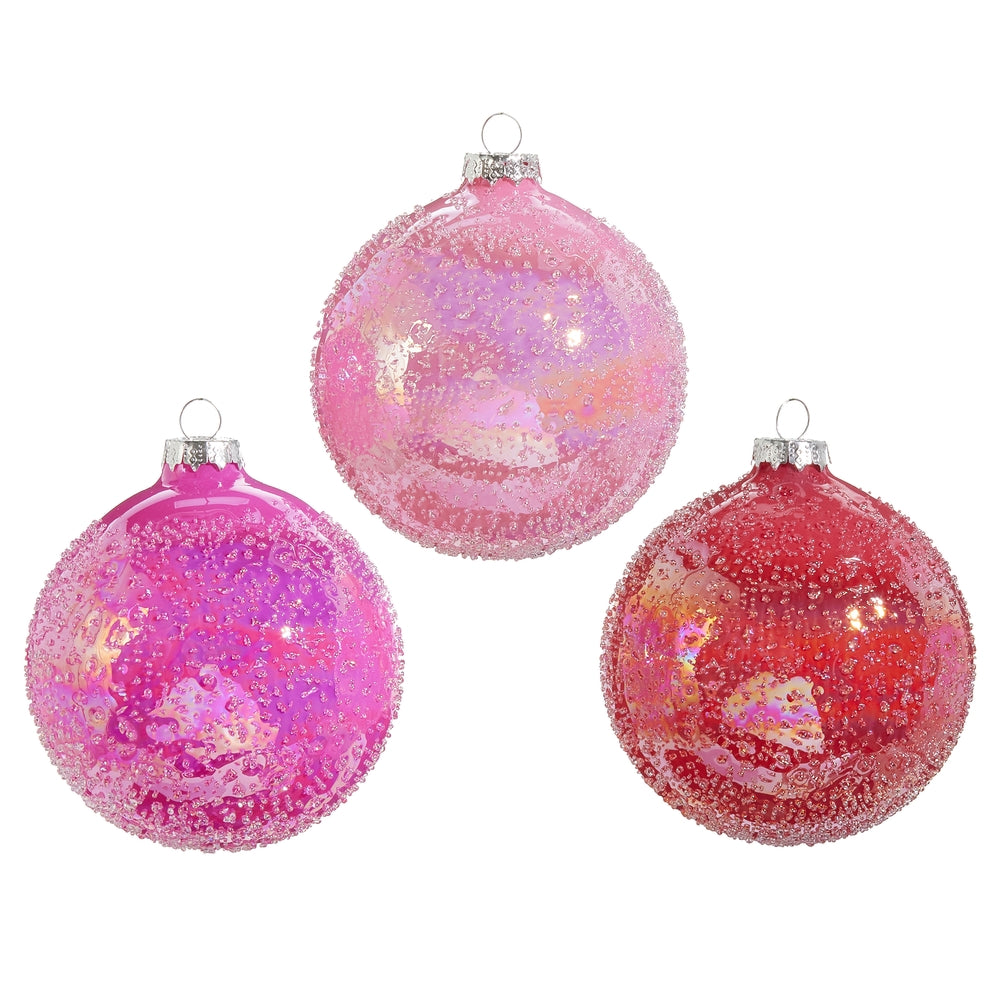 Assorted 4" Pink Glitter Ball Ornament