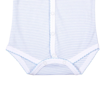 Mini Stripes Front Snap Long Sleeve Bodysuit - Blue