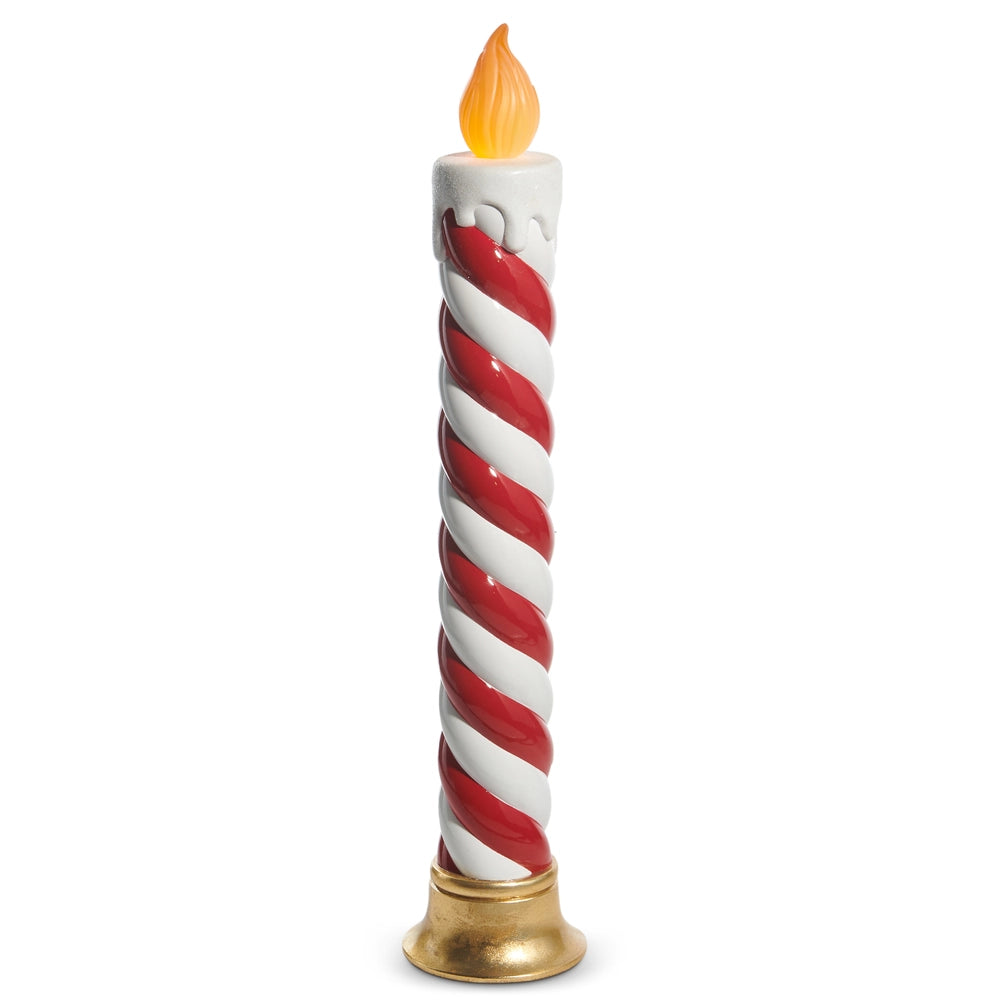 38" Red and White Swirl Battery Operated Candle