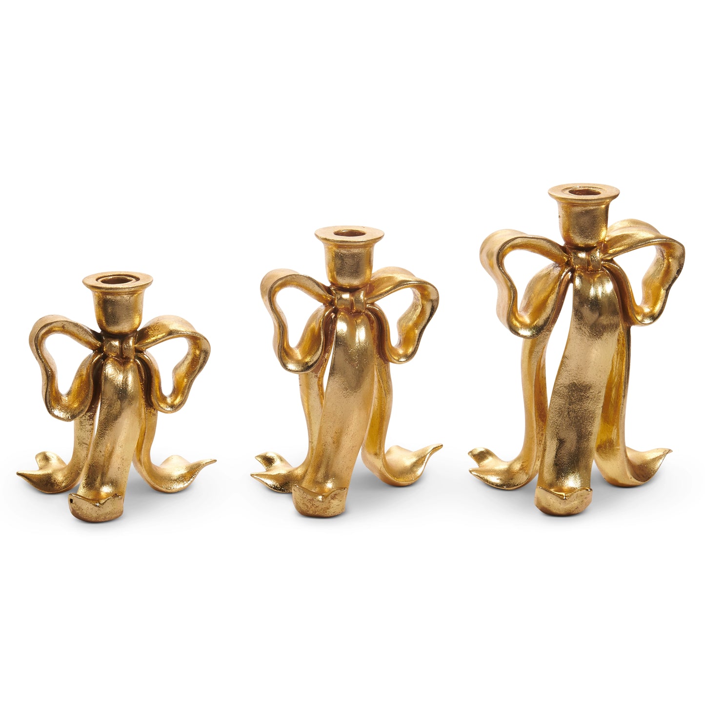 Gold Bow Candlestick Holder