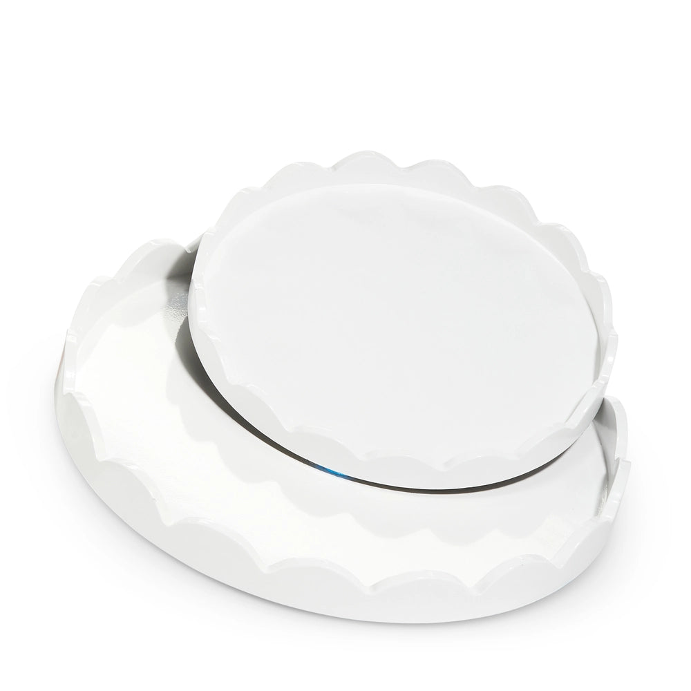 Round White Scallop Tray