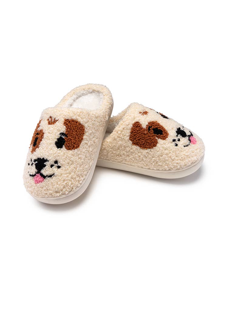 Indoor / Outdoor Slippers - Kids - Puppy Dog Faces - Cream