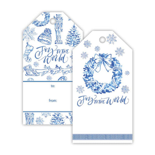 Blue Toile Wreath Gift Tag