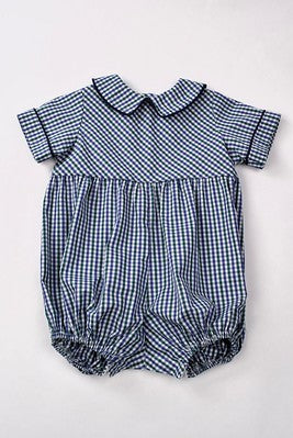 Boys Romper Navy/Green Plaid