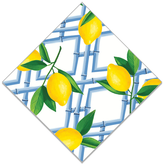 Bamboo Lemon Print Cocktail Napkins | Pack of 20