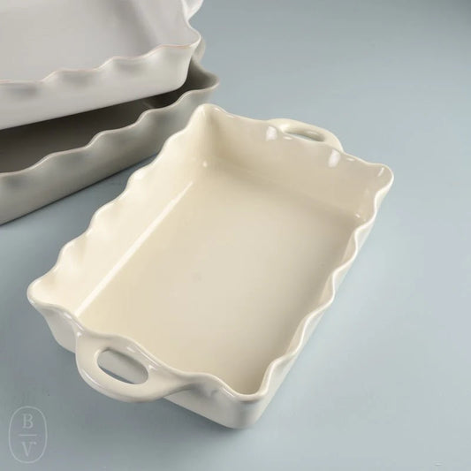 Cook & Host Medium Rectangular Ruffled Baker White