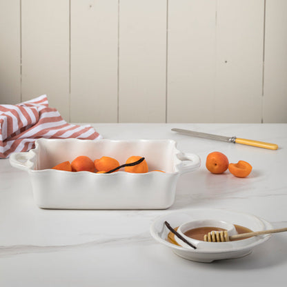 Cook & Host Medium Rectangular Ruffled Baker White