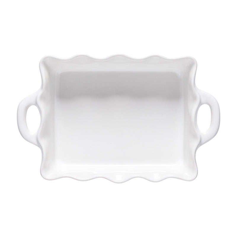 Cook & Host Medium Rectangular Ruffled Baker White