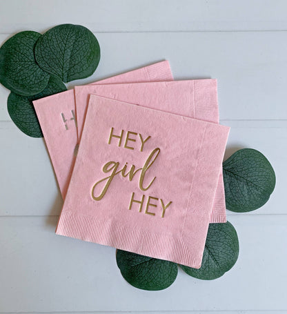 Blush Pink Hey Girl Hey Cocktail Napkins | Set of 16