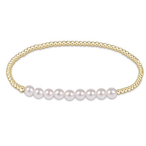 Classic Gold Beaded Bliss 3mm Bead Bracelet- 5mm Pearl