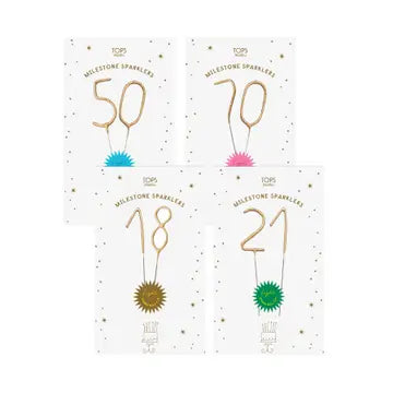 Mini Gold 4" Milestone Number Sparkler Wands