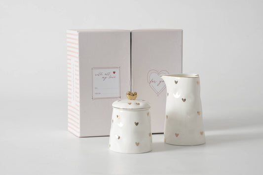 Heart Sugar Bowl and Creamer set