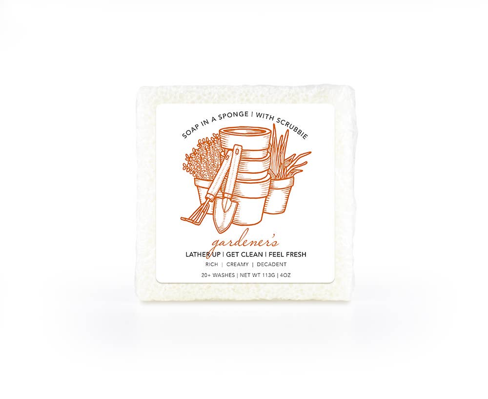 Caren Soap Sponge | Gardener's | Square with Scrubbie