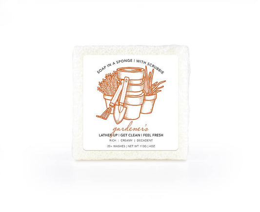 Caren Soap Sponge | Gardener's | Square with Scrubbie