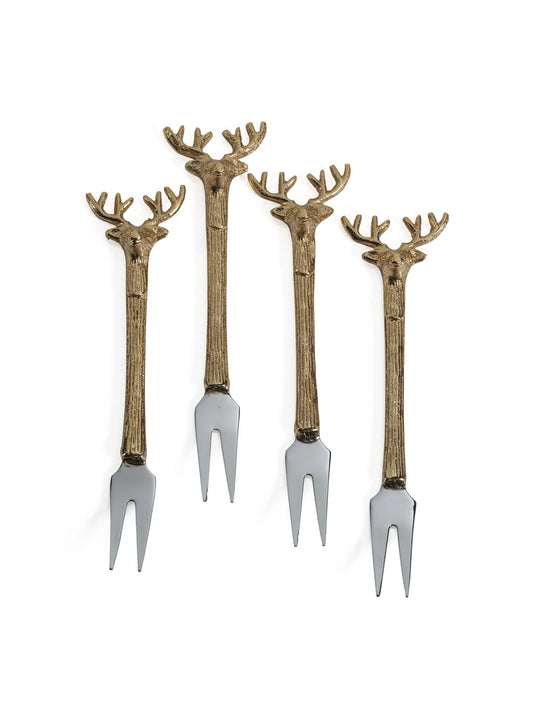 Zodax Peura Stag's Head Cocktail / Cheese Forks, Set Of 4