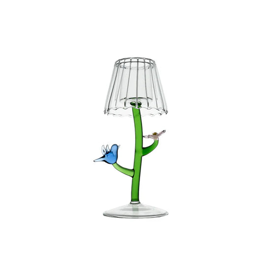 Tealight Pink Flower with Blue Bird