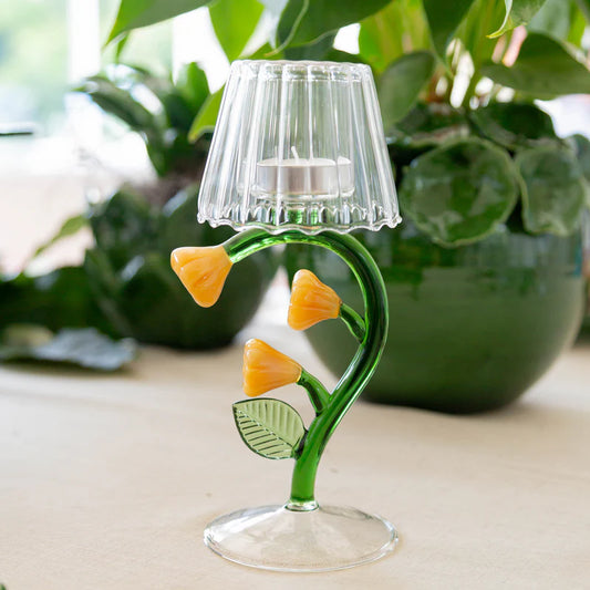 Tealight Swirl with Yellow Flower