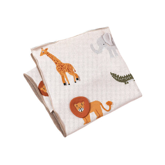 Savannah Safari - 3D Jacquard Sweater Knit Baby Blankets (Organic Cotton)