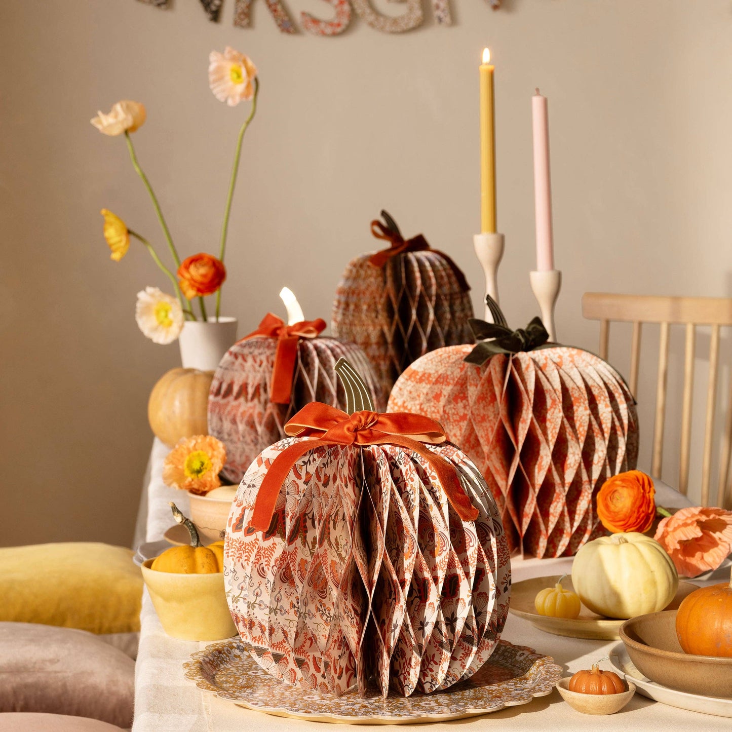 Meri Meri - Meri Meri x Liberty Paper Honeycomb Pumpkins