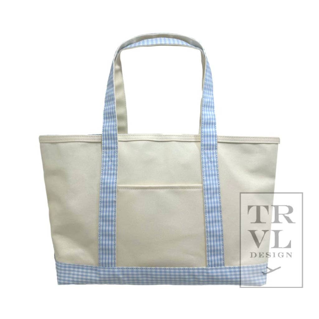 Medium Tote - Coated Canvas Gingham Mist Trim