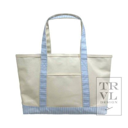 Medium Tote - Coated Canvas Gingham Mist Trim