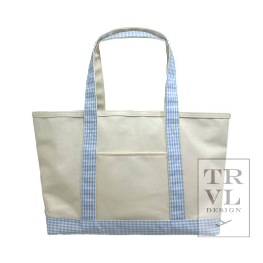 Medium Tote - Coated Canvas Gingham Mist Trim