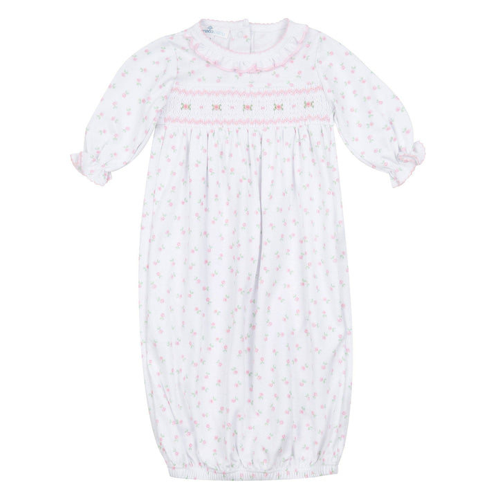 Juliette's Classics Smocked Print Gathered Gown