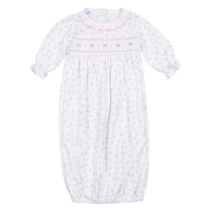 Juliette's Classics Smocked Print Gathered Gown