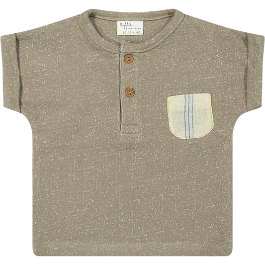 T-Shirt Brown with White Pocket