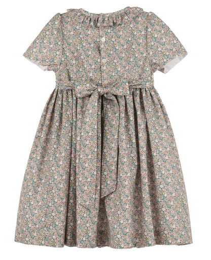 Teal Forest Floral Smocked Dress