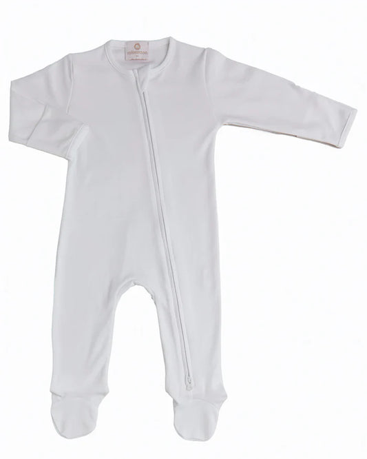 Indigo Zipper Romper - White