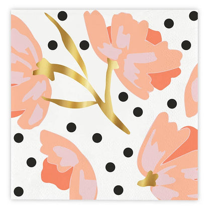 Foil Beverage Napkins - Blush Floral