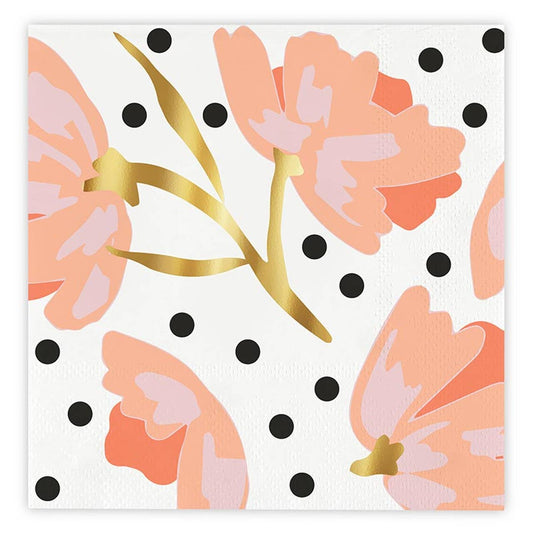Foil Beverage Napkins - Blush Floral