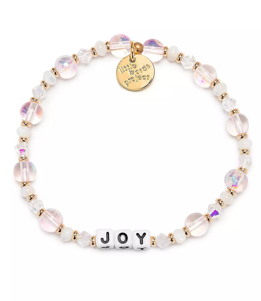 Words Bracelet -  Joy White Glass