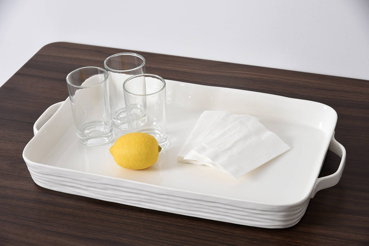 Le Blanc Rectangular Tray with Handles