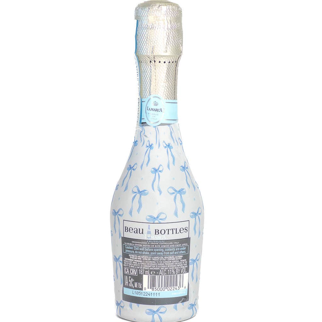 Beau Bottles Blue Bows - MINI Prosecco Collection - Set of Six Wraps