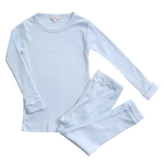 Mini Stripes Long Pajamas - Blue