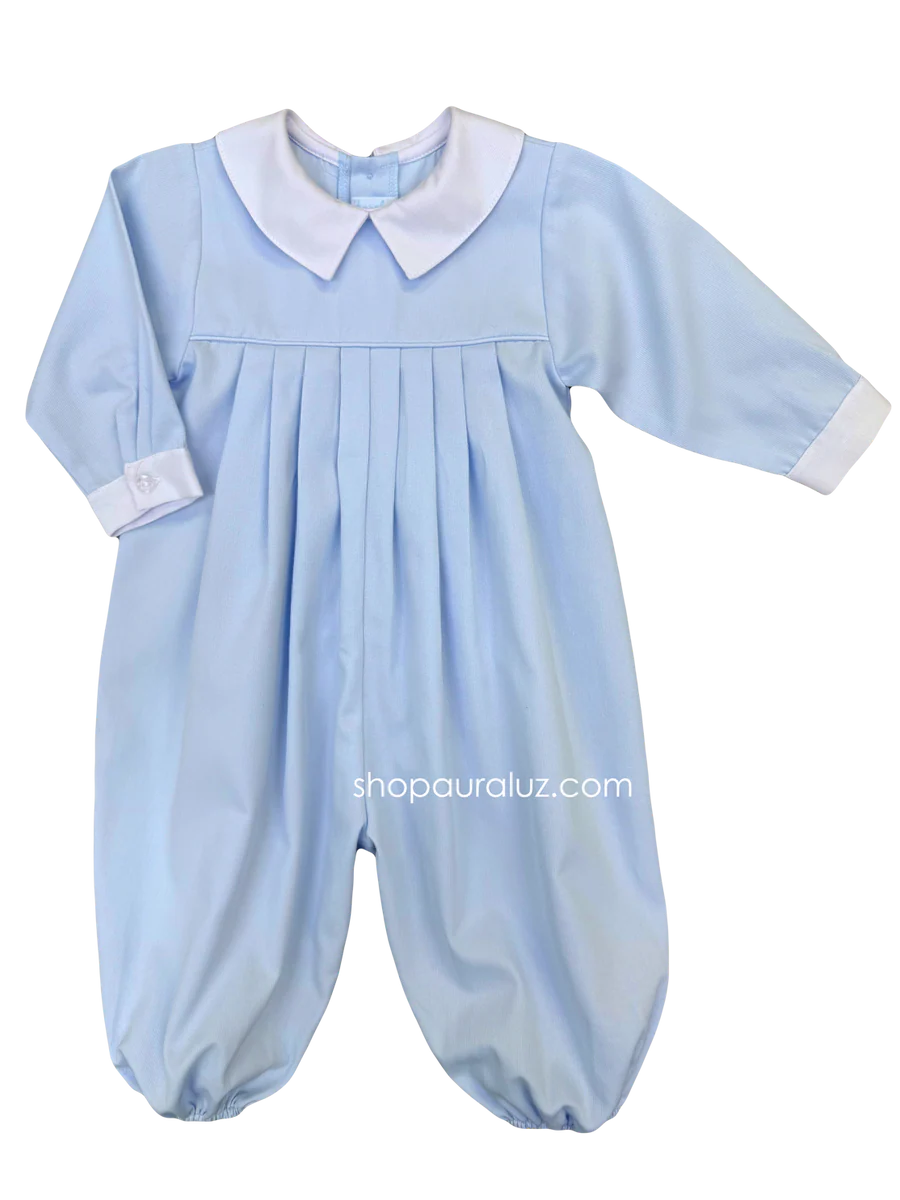Blue Pique Boy Longall with White Boy Collar