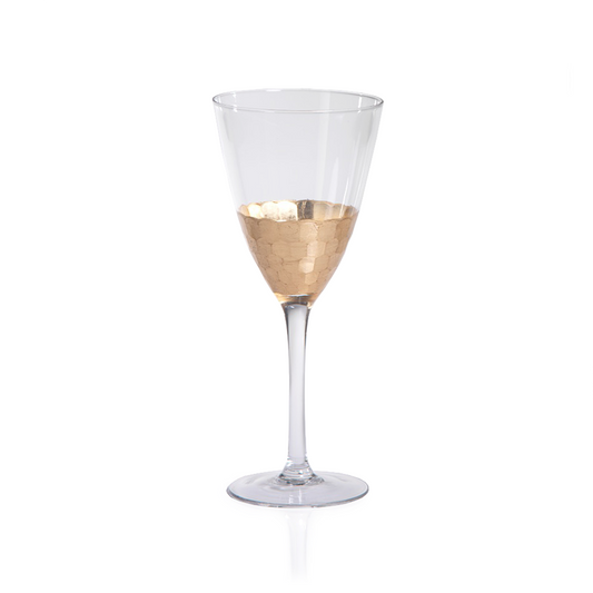 Fez Cut Wine Glass w/ Gold Leaf