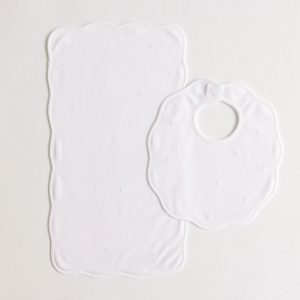 Bib & Burb Set - White Embroidered Dots
