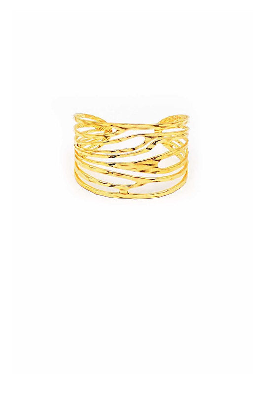 Gold Hammered Open Cuff Bracelet